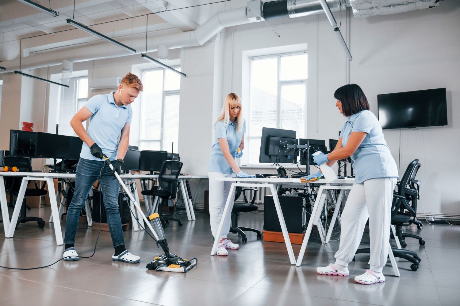 cleaners cleaning office
